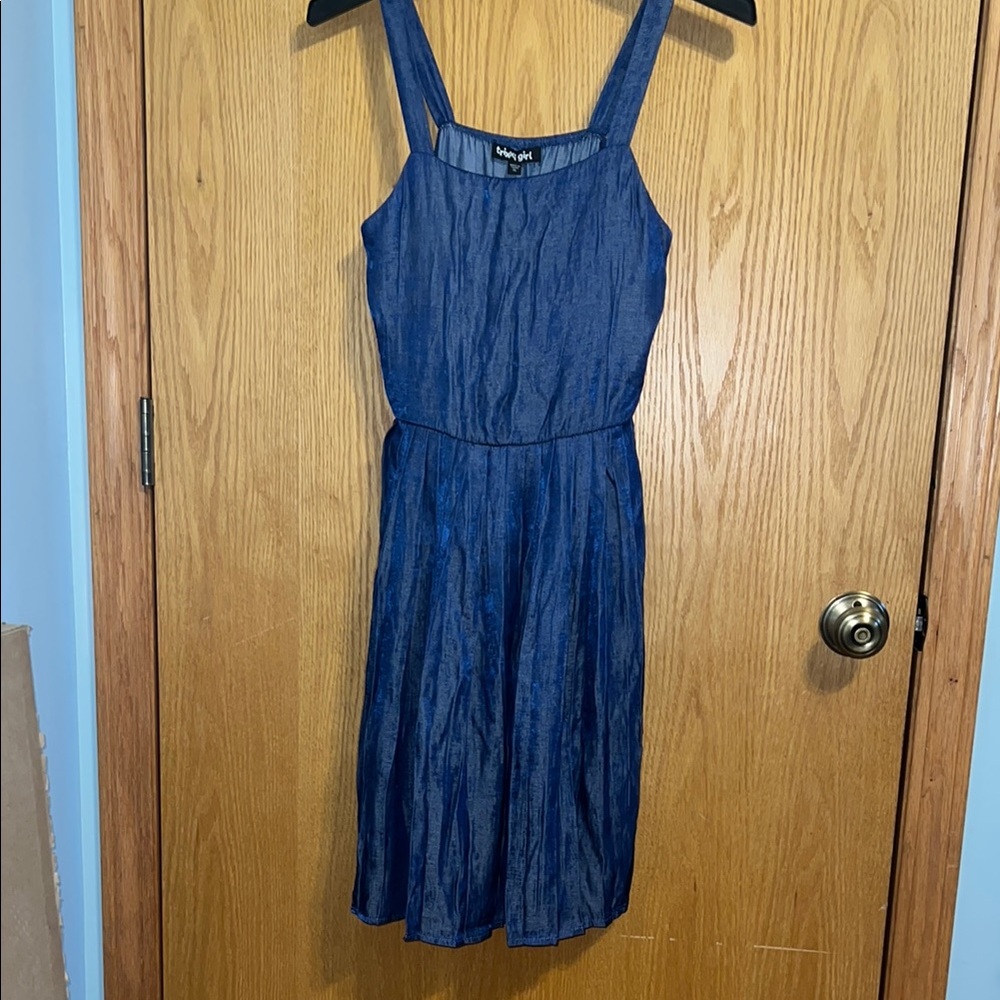 Trixxi  Girl blue denim appearance Pleated Smocked Halter Sundress Girls size XL